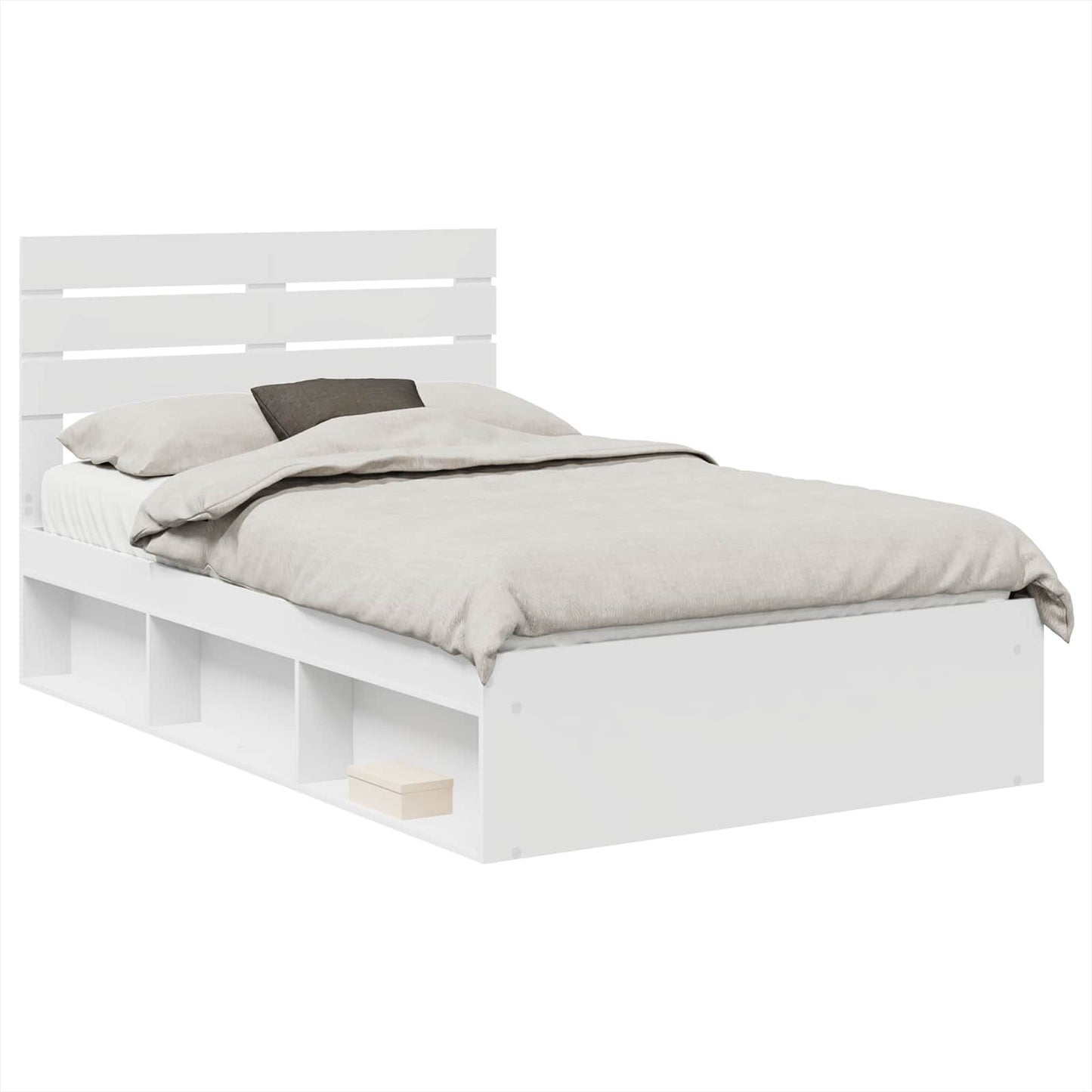 Bed Frame with Headboard White 120 x 190 cm Solid Pine Wood