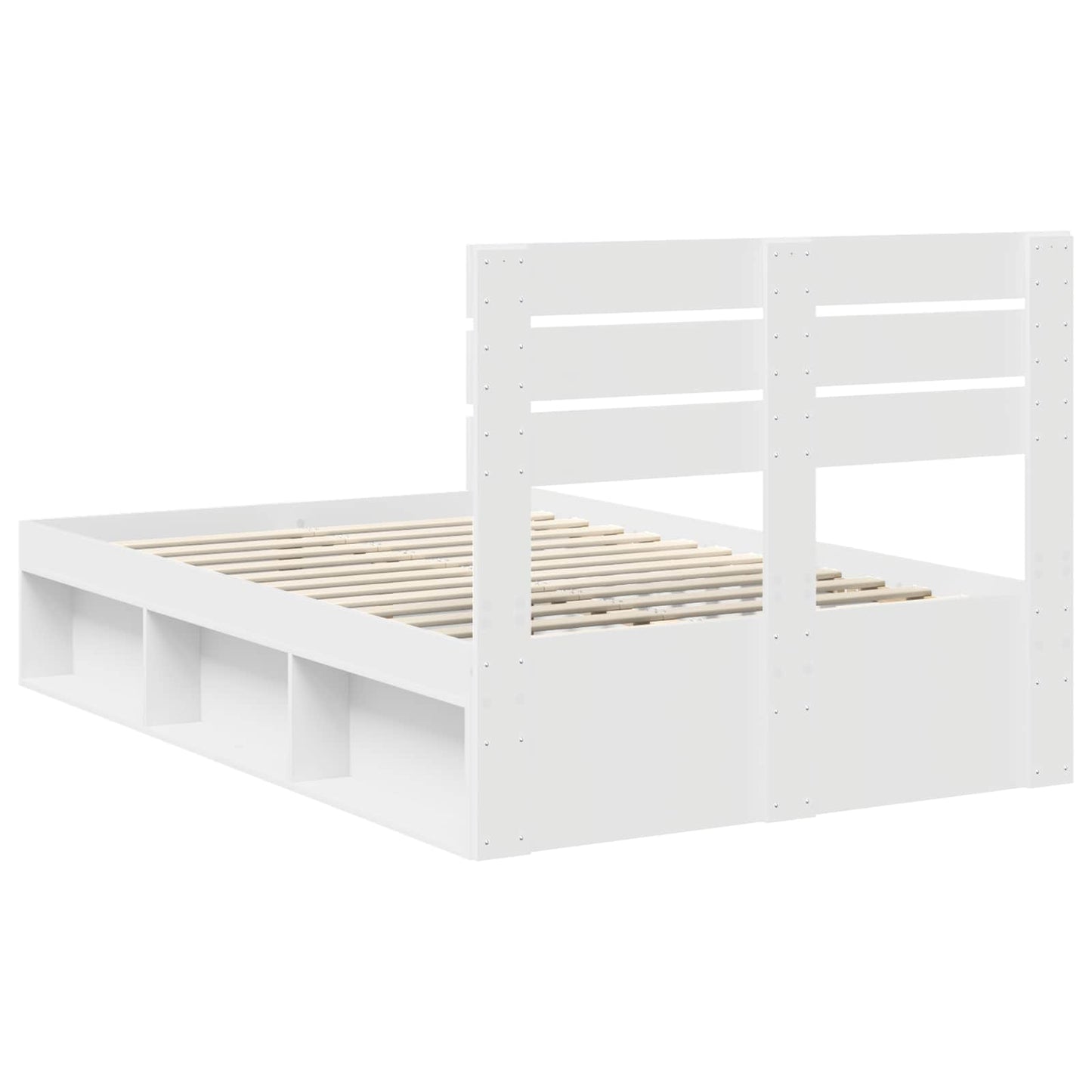 Bed Frame with Headboard White 120 x 190 cm Solid Pine Wood