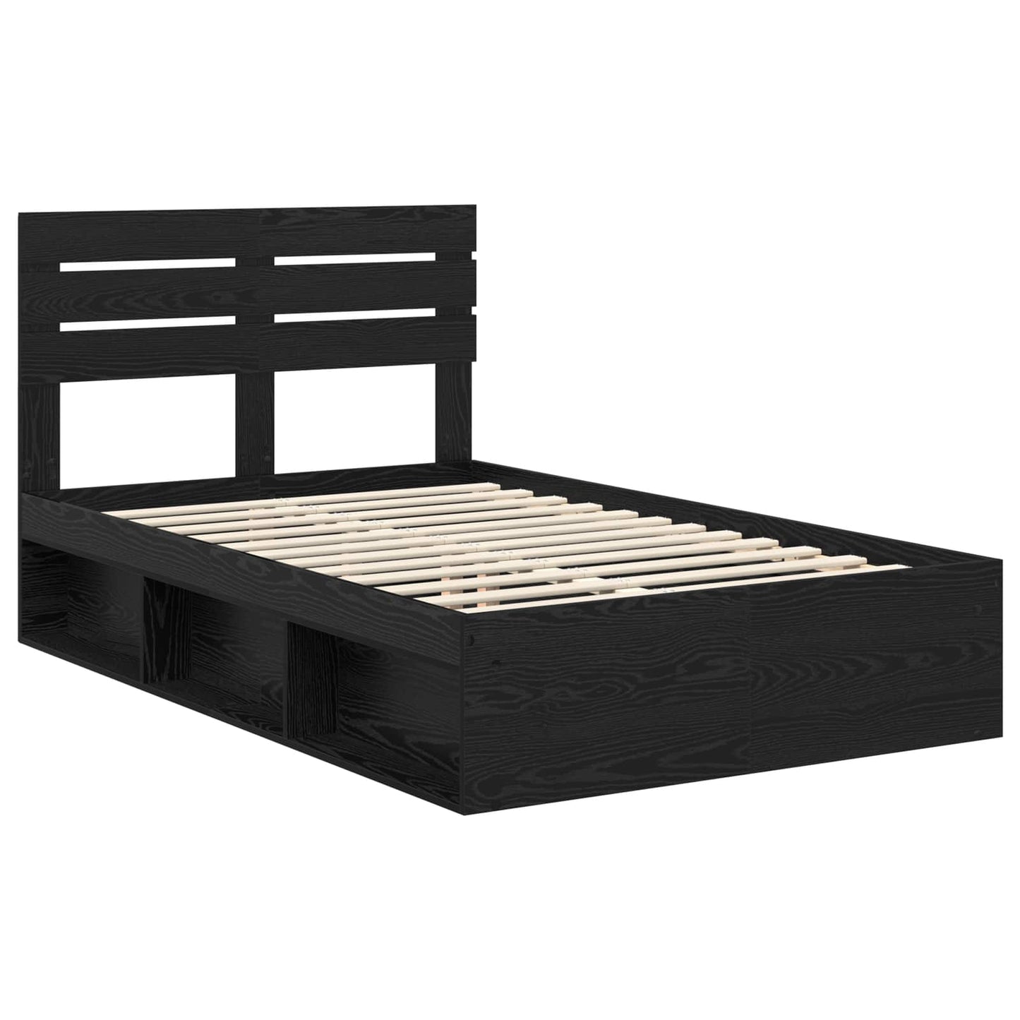 Bed Frame with Headboard Black 120 x 190 cm Solid Pine Wood