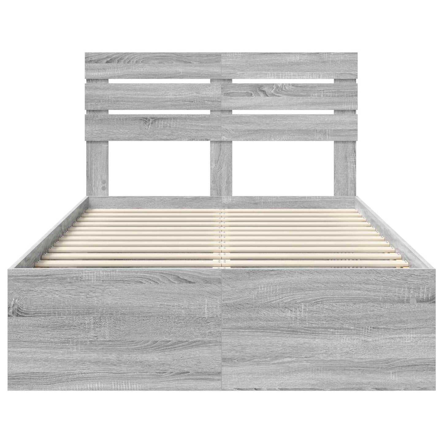 Bed Frame Grey Sonoma 120 x 190 cm Solid Pine Wood