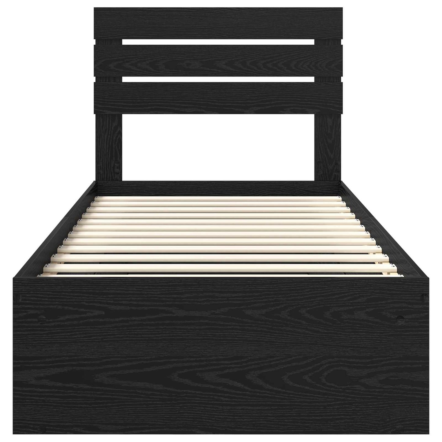 Bed Frame with Headboard Black 100 x 200 cm Solid Pine Wood