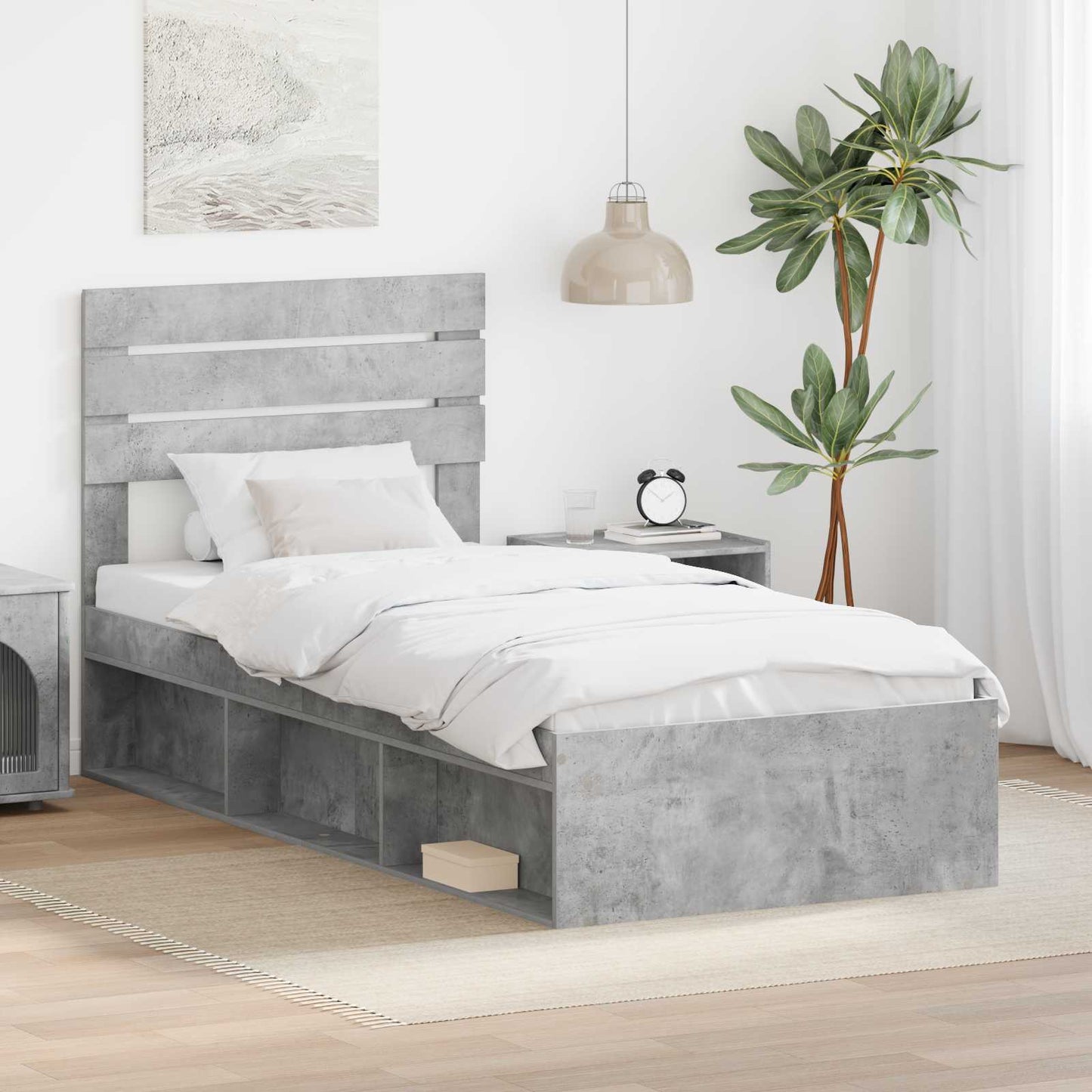 Bed Frame Concerte Grey 100 x 200 cm Solid Pine Wood