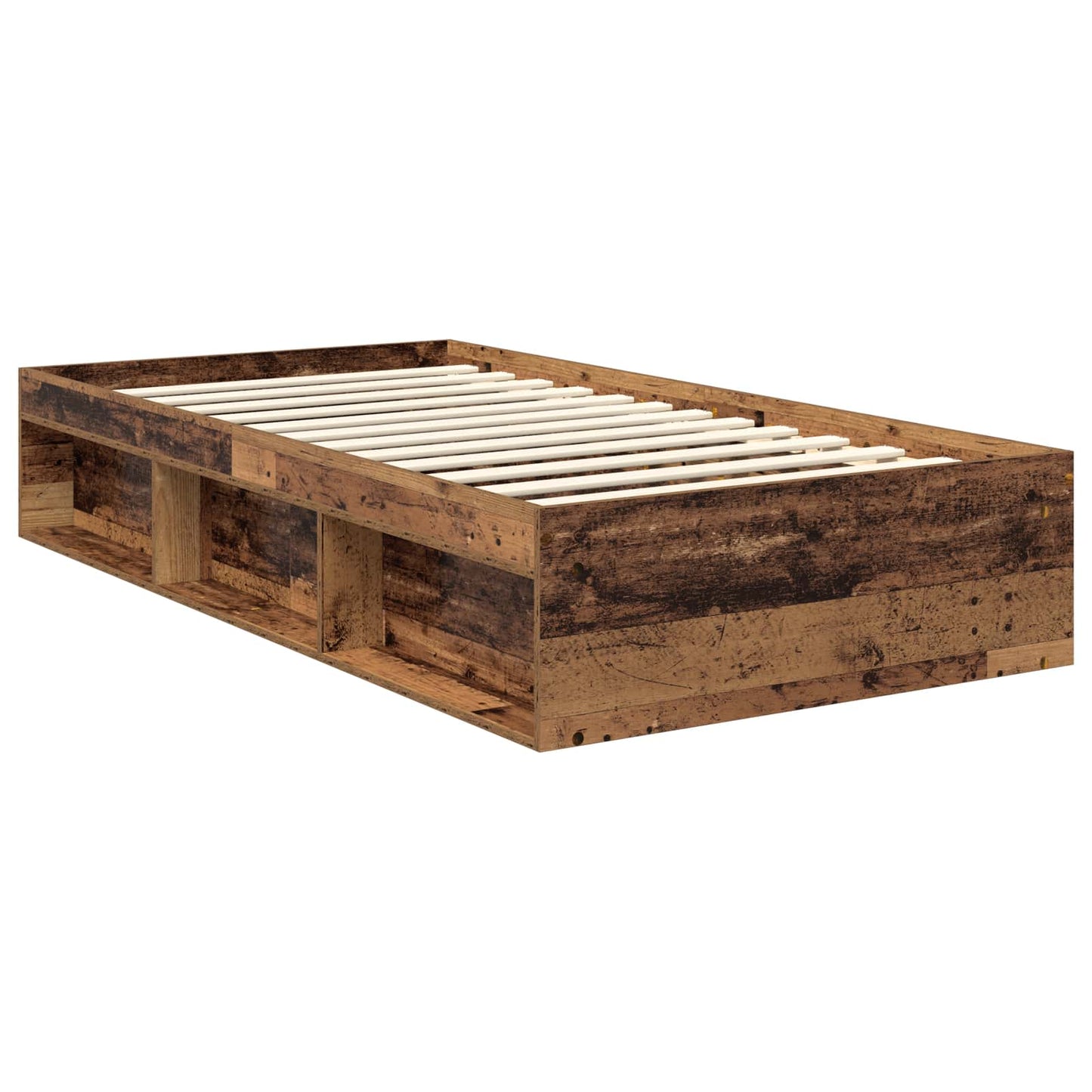 Bed Frame with Headboard Old Wood 100 x 200 cm Solid Pine Wood