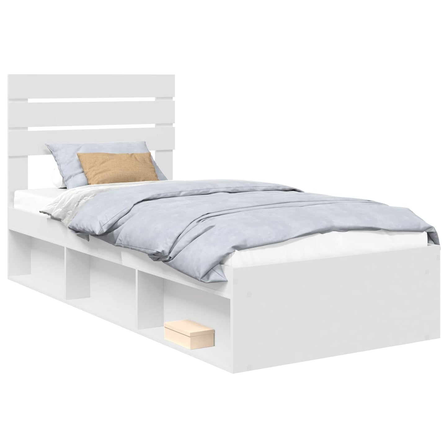 Bed Frame with Headboard White 90 x 200 cm Solid Pine Wood