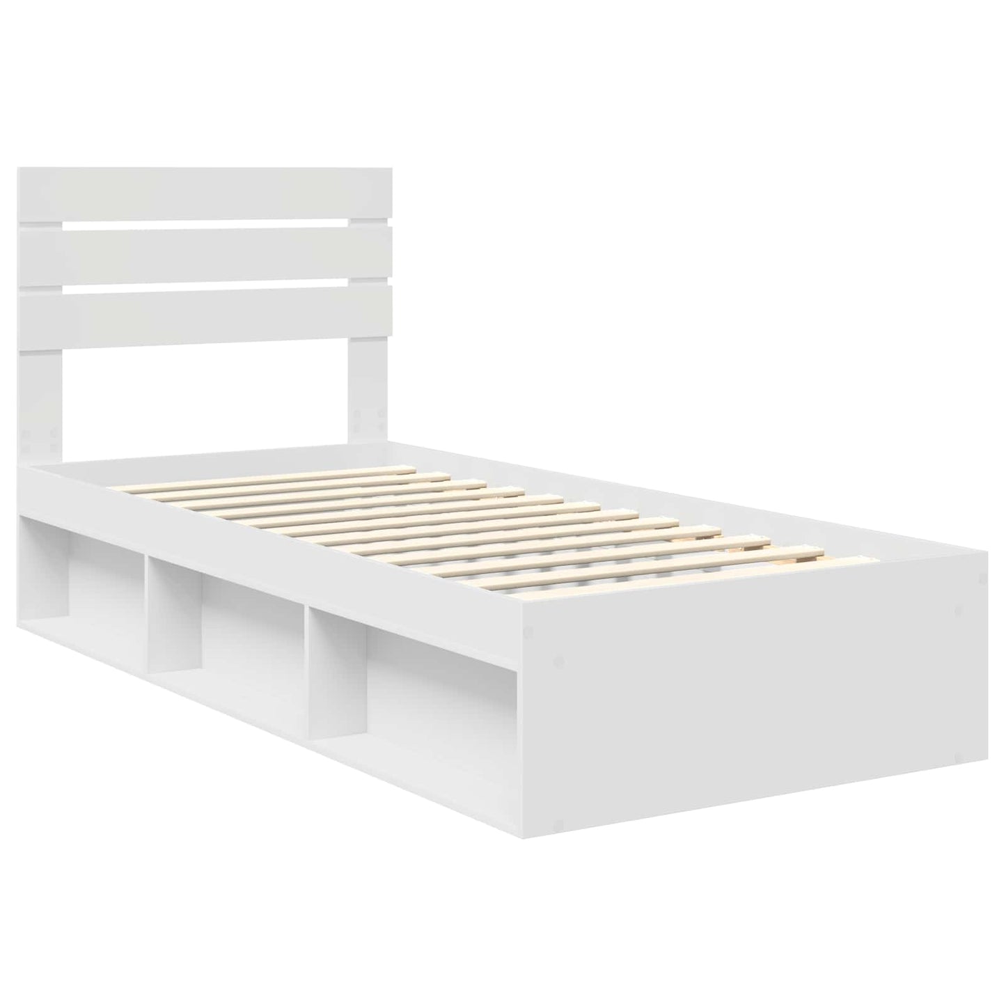 Bed Frame with Headboard White 90 x 200 cm Solid Pine Wood