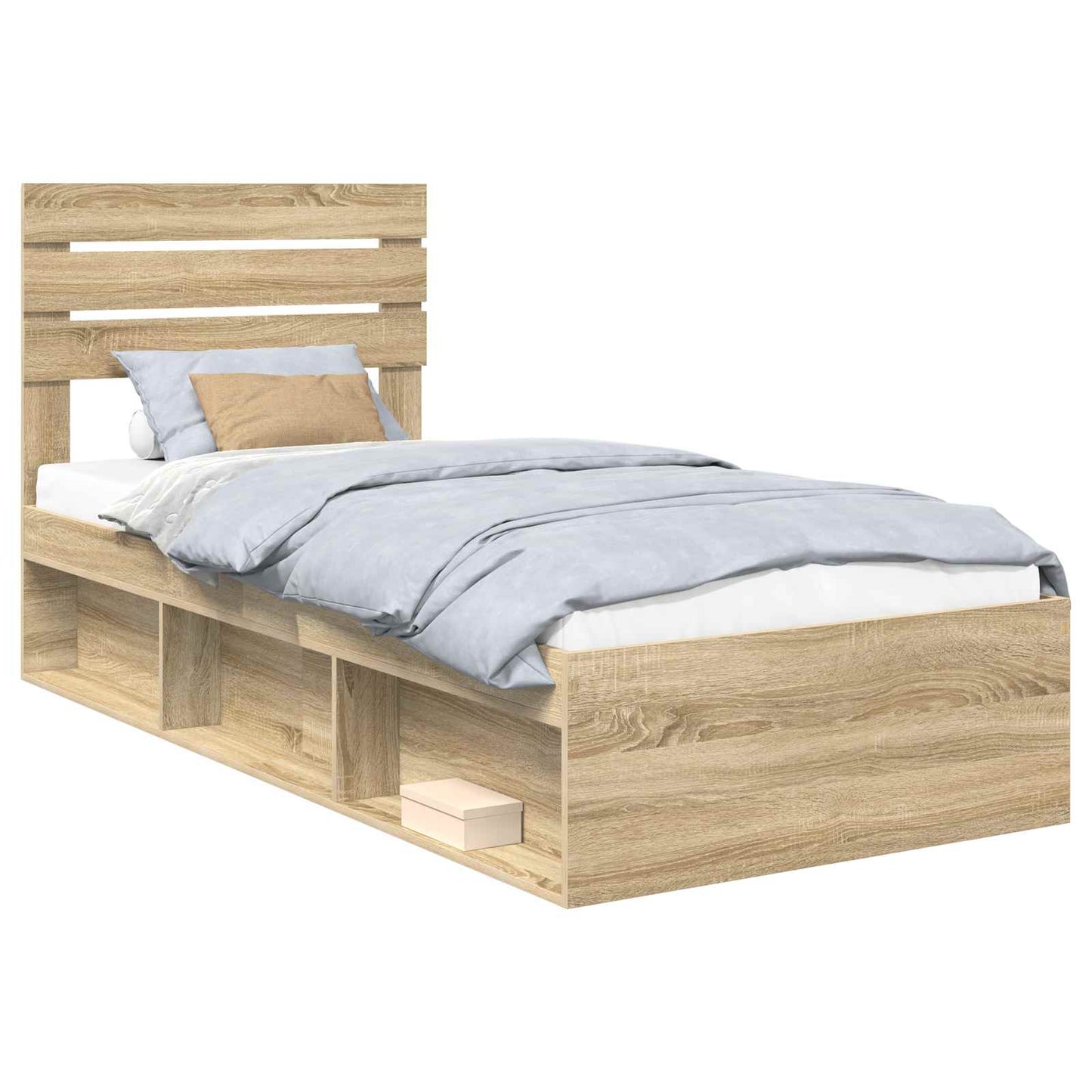 Bed Frame with Headboard Sonoma Oak 90 x 200 cm Solid Pine Wood