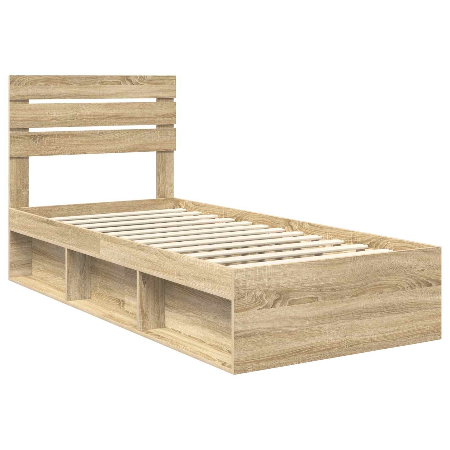 Bed Frame with Headboard Sonoma Oak 90 x 200 cm Solid Pine Wood