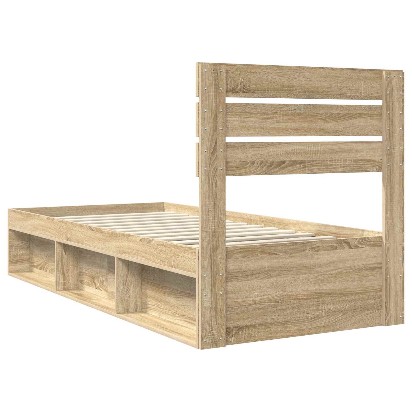 Bed Frame with Headboard Sonoma Oak 90 x 200 cm Solid Pine Wood