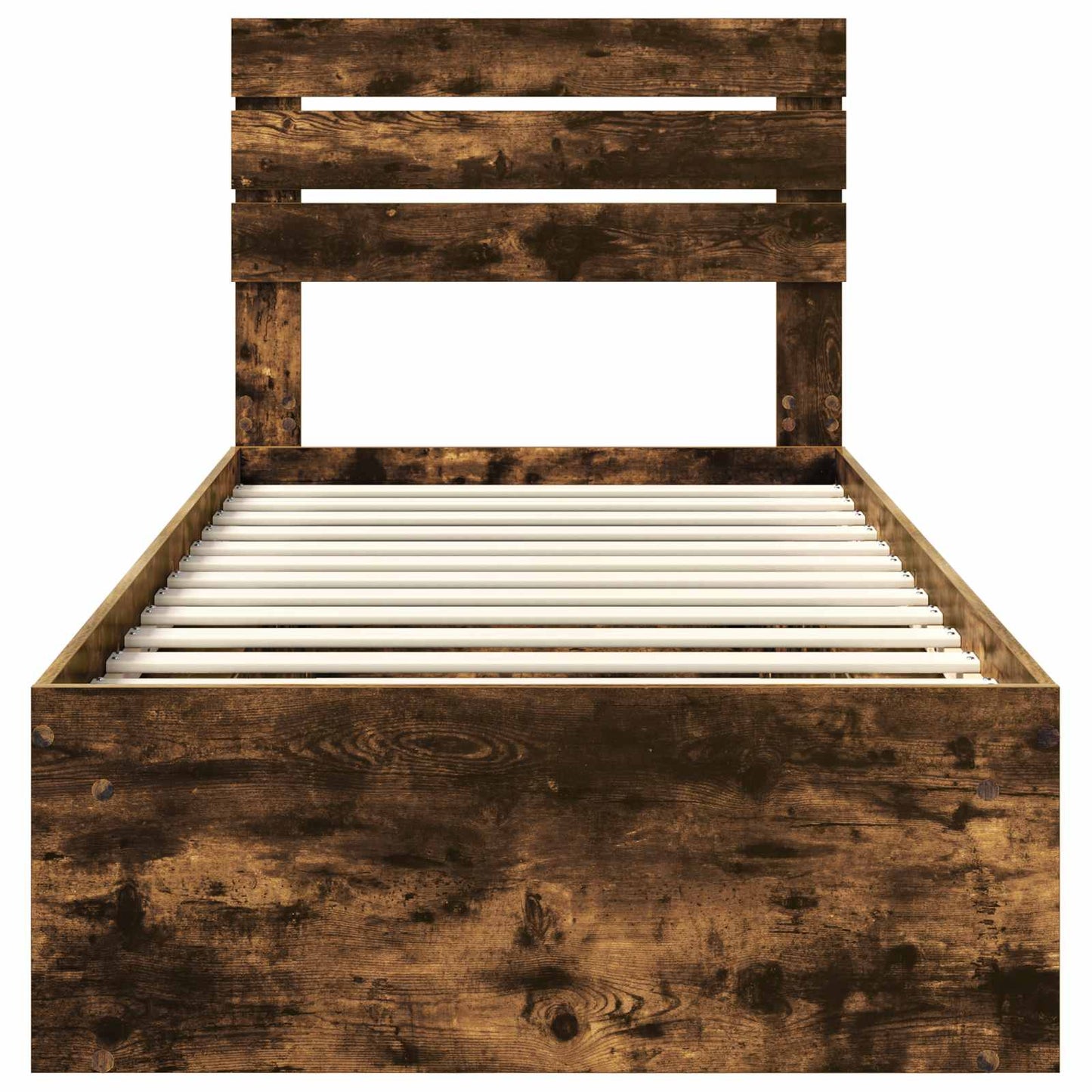 Bed Frame with Headboard Smoked Oak 90 x 200 cm Solid Pine Wood