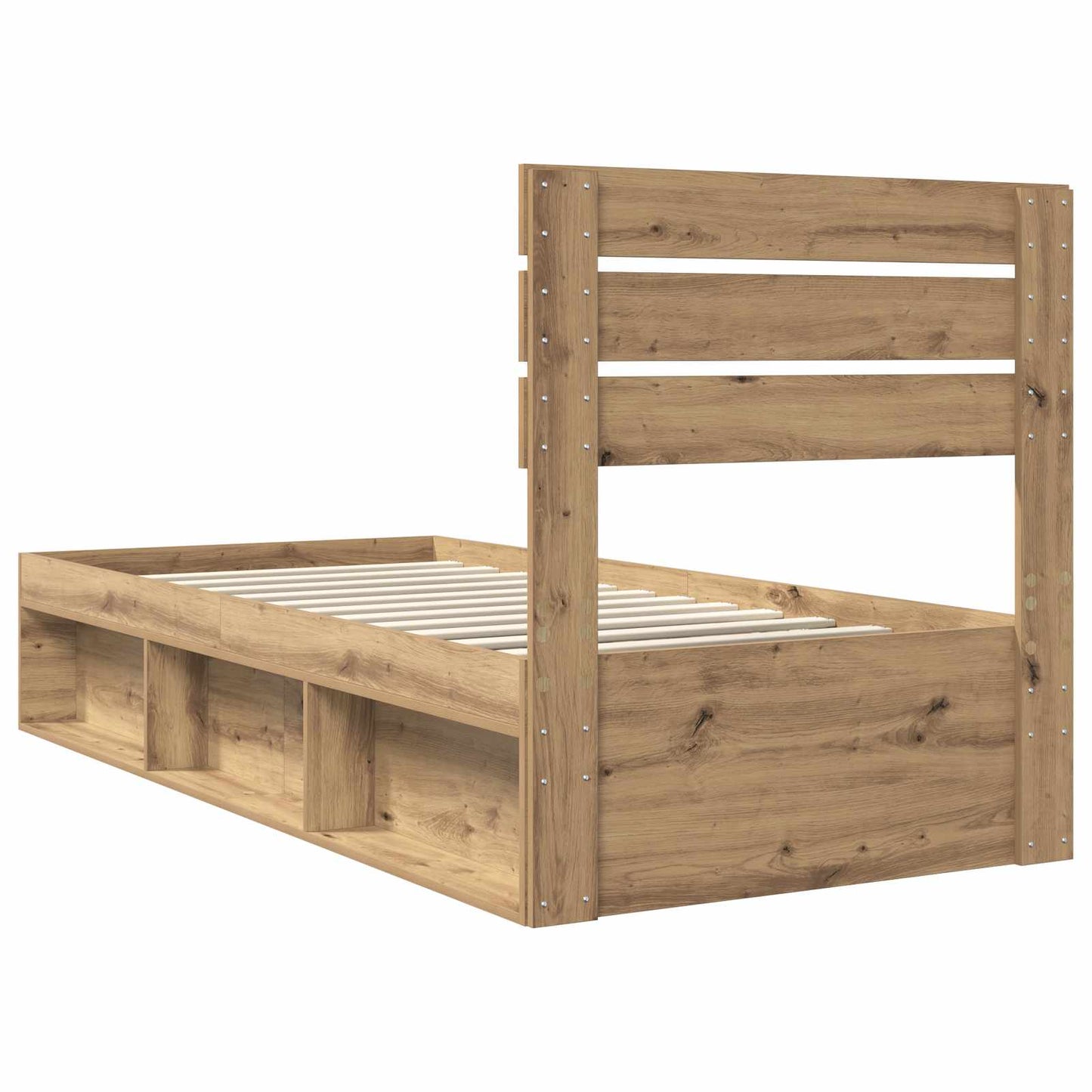 Bed Frame Artisian Oak 90 x 200 cm Solid Pine Wood