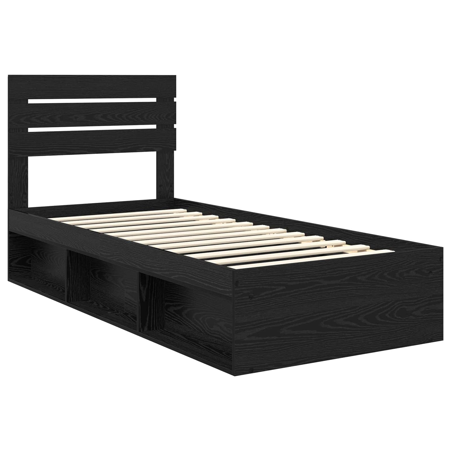 Bed Frame with Headboard Black 90 x 190 cm Solid Pine Wood