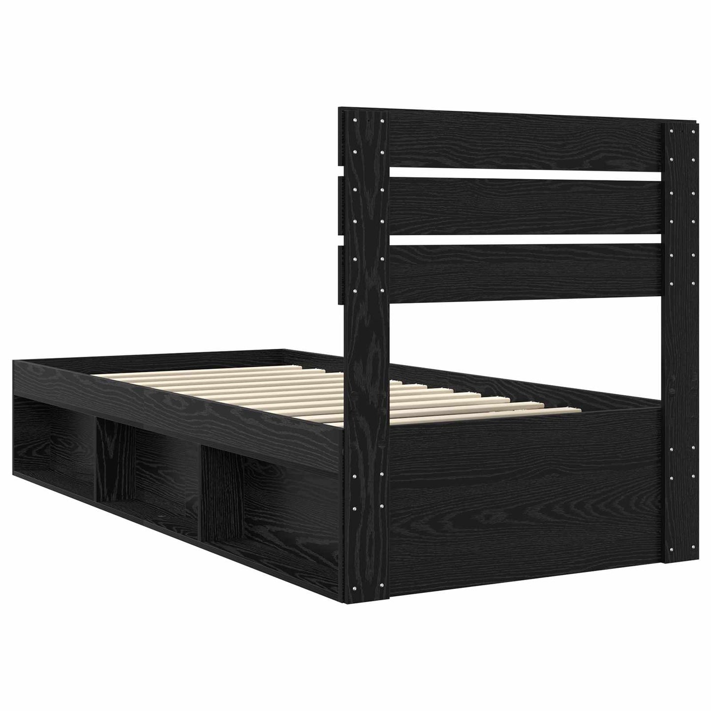 Bed Frame with Headboard Black 90 x 190 cm Solid Pine Wood