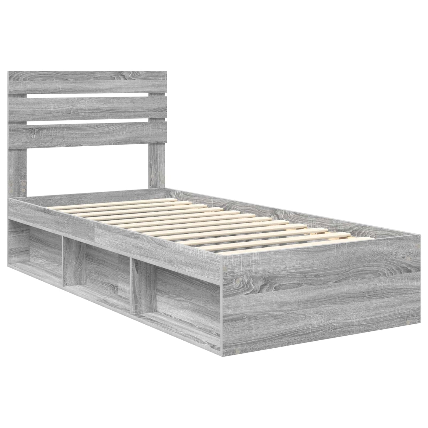 Bed Frame Grey Sonoma 90 x 190 cm Solid Pine Wood