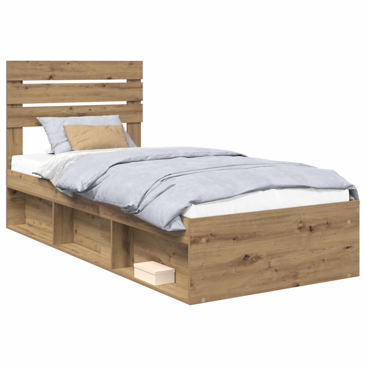 Bed Frame Artisian Oak 90 x 190 cm Solid Pine Wood