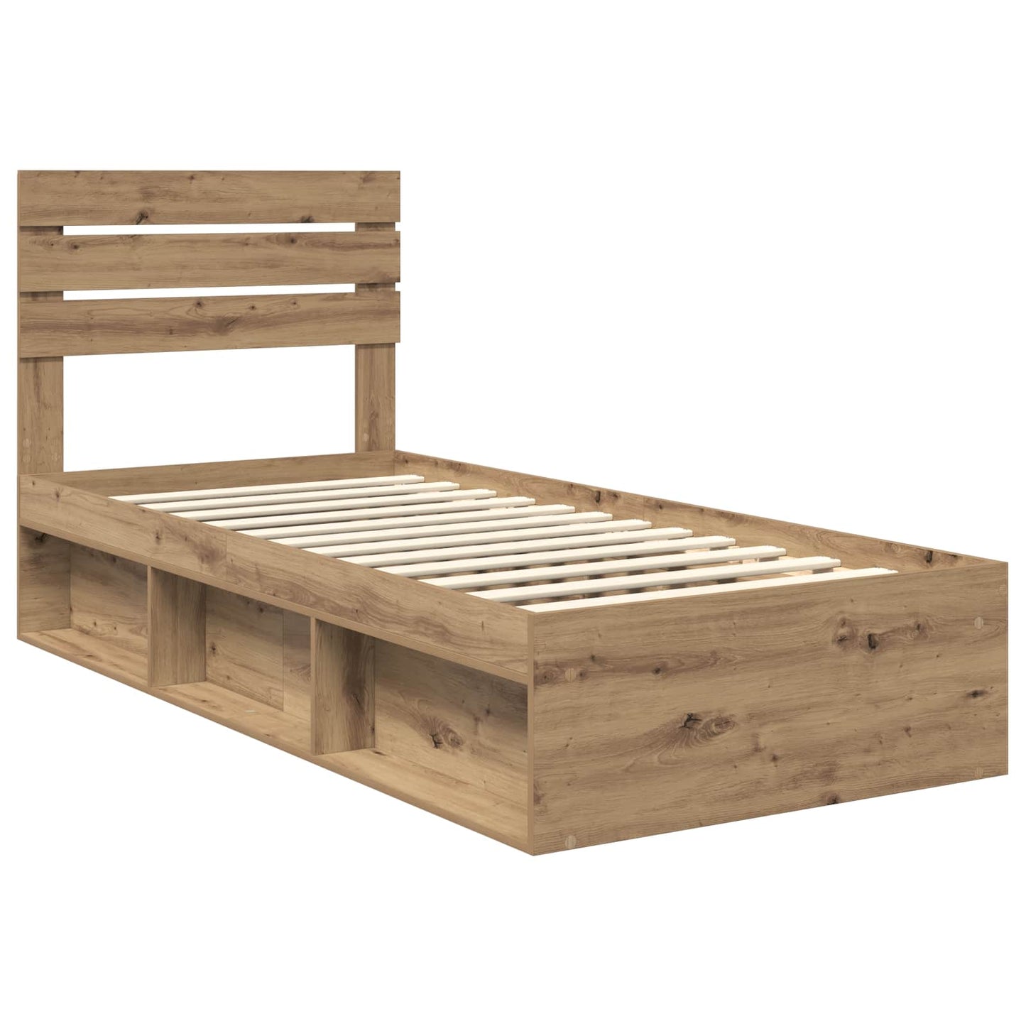 Bed Frame Artisian Oak 90 x 190 cm Solid Pine Wood