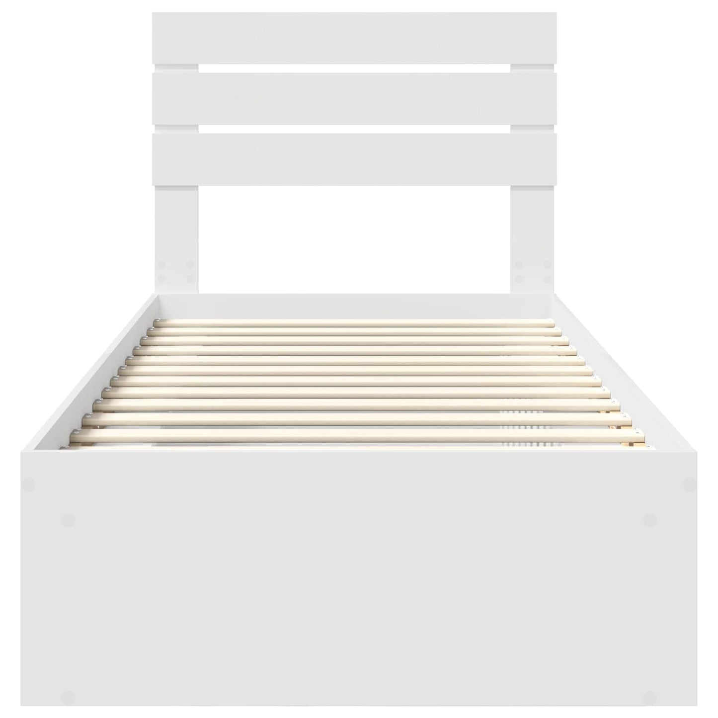 Bed Frame with Headboard White 75 x 190 cm Solid Pine Wood