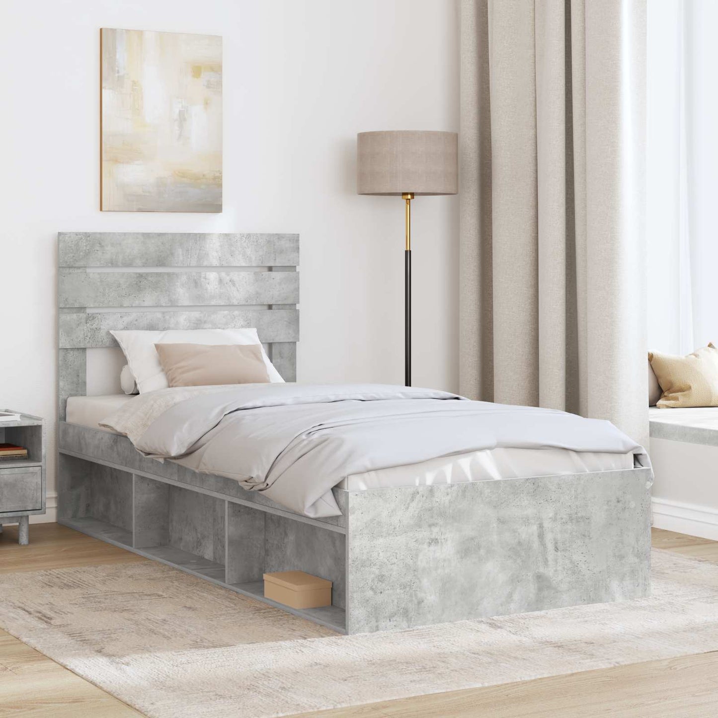 Bed Frame Concerte Grey 75 x 190 cm Solid Pine Wood