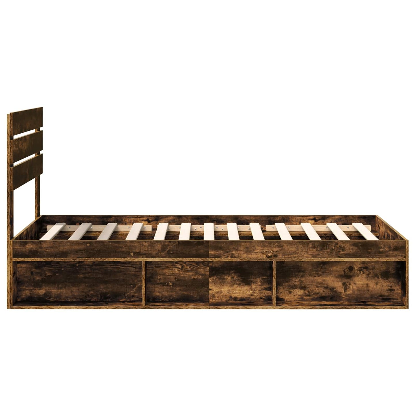Bed Frame with Headboard Smoked Oak 75 x 190 cm Solid Pine Wood