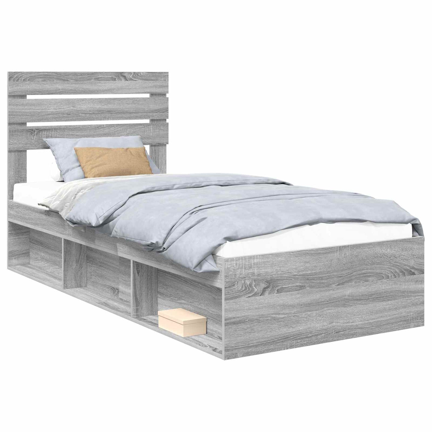 Bed Frame Grey Sonoma 75 x 190 cm Solid Pine Wood