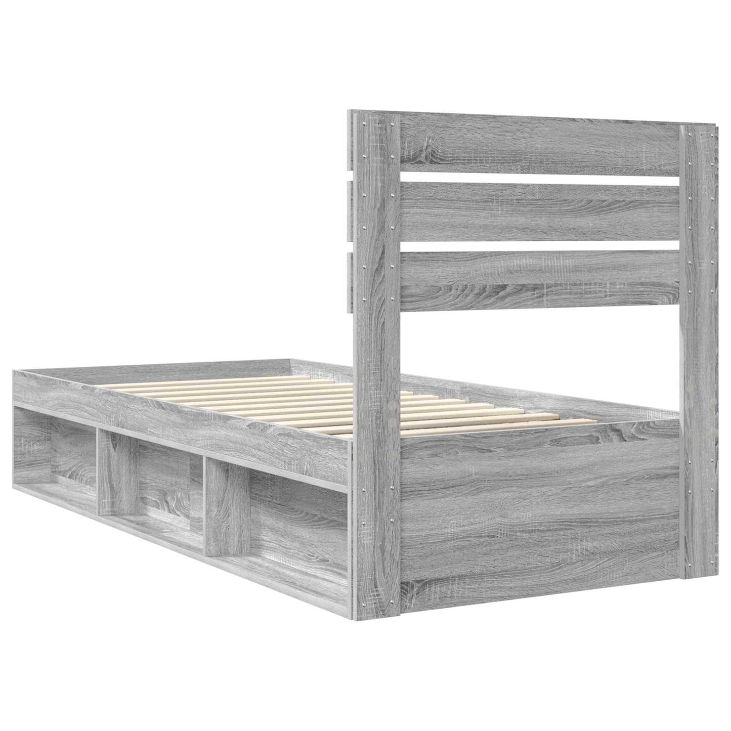 Bed Frame Grey Sonoma 75 x 190 cm Solid Pine Wood