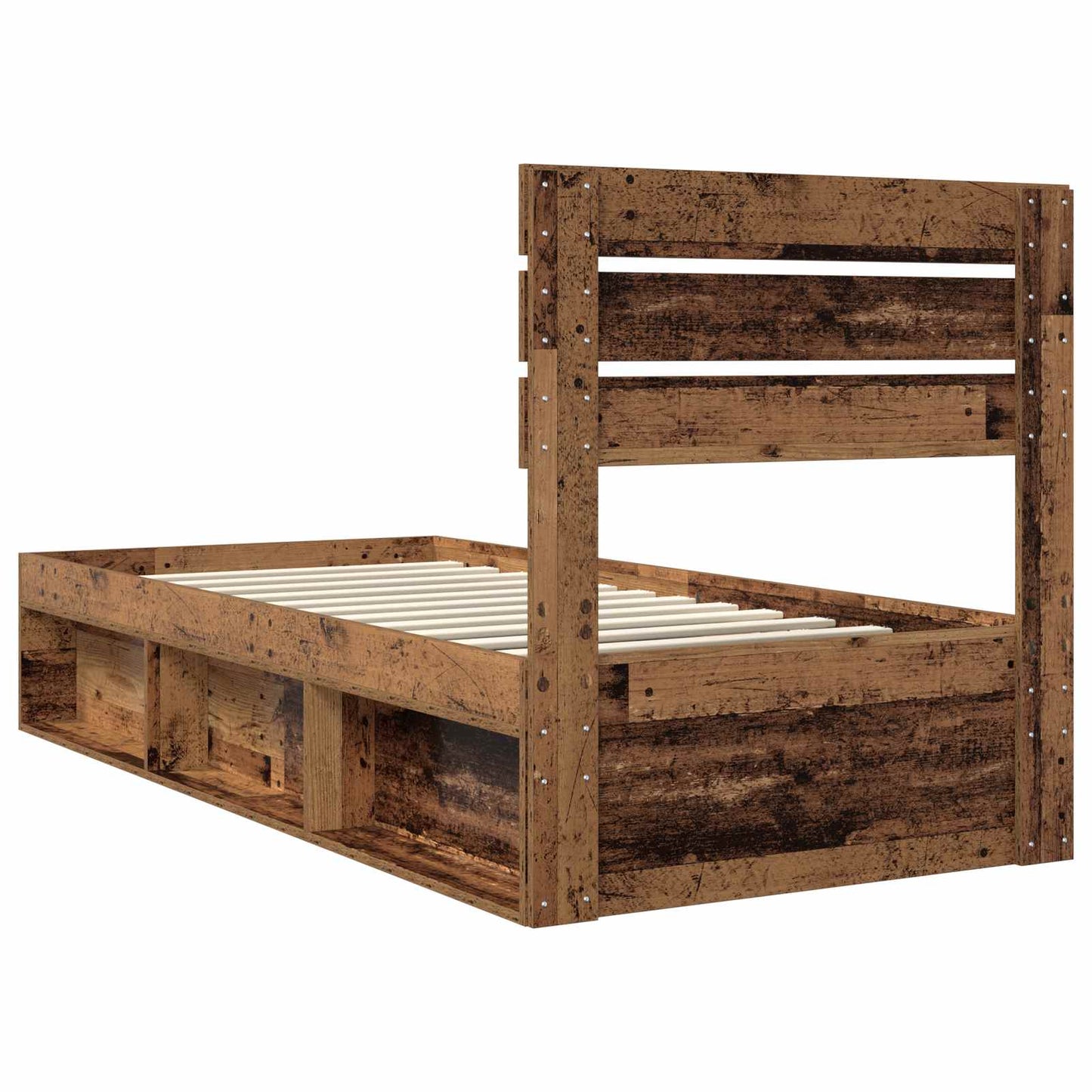 Bed Frame with Headboard Old Wood 75 x 190 cm Solid Pine Wood
