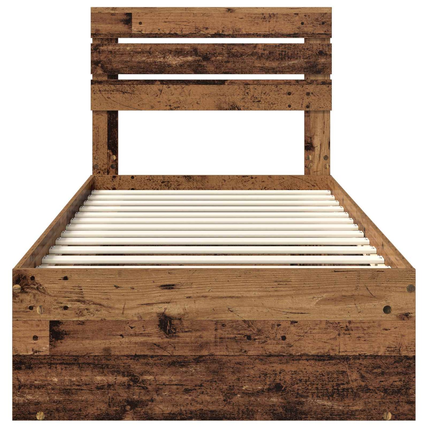 Bed Frame with Headboard Old Wood 75 x 190 cm Solid Pine Wood