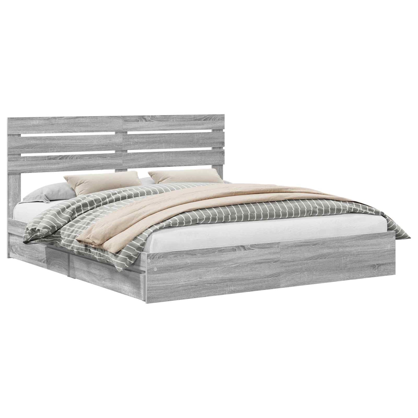Storage Bed Grey Sonoma 200 x 200 cm Engineered Wood