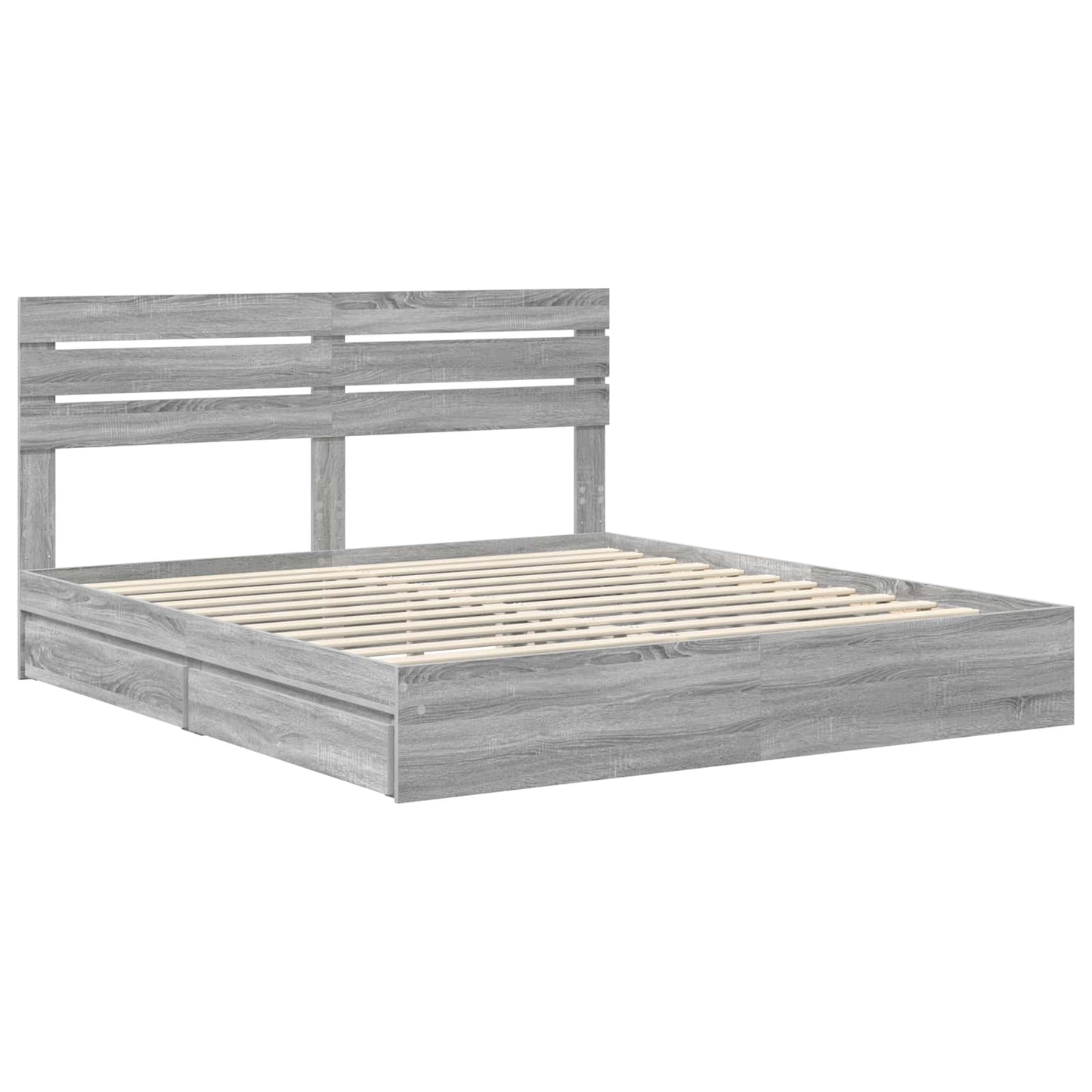 Storage Bed Grey Sonoma 200 x 200 cm Engineered Wood