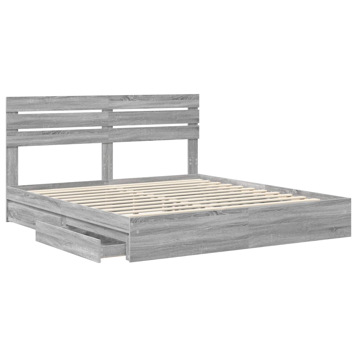 Storage Bed Grey Sonoma 200 x 200 cm Engineered Wood