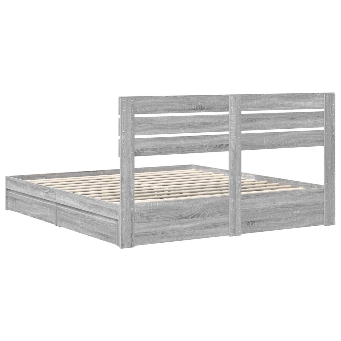 Storage Bed Grey Sonoma 200 x 200 cm Engineered Wood