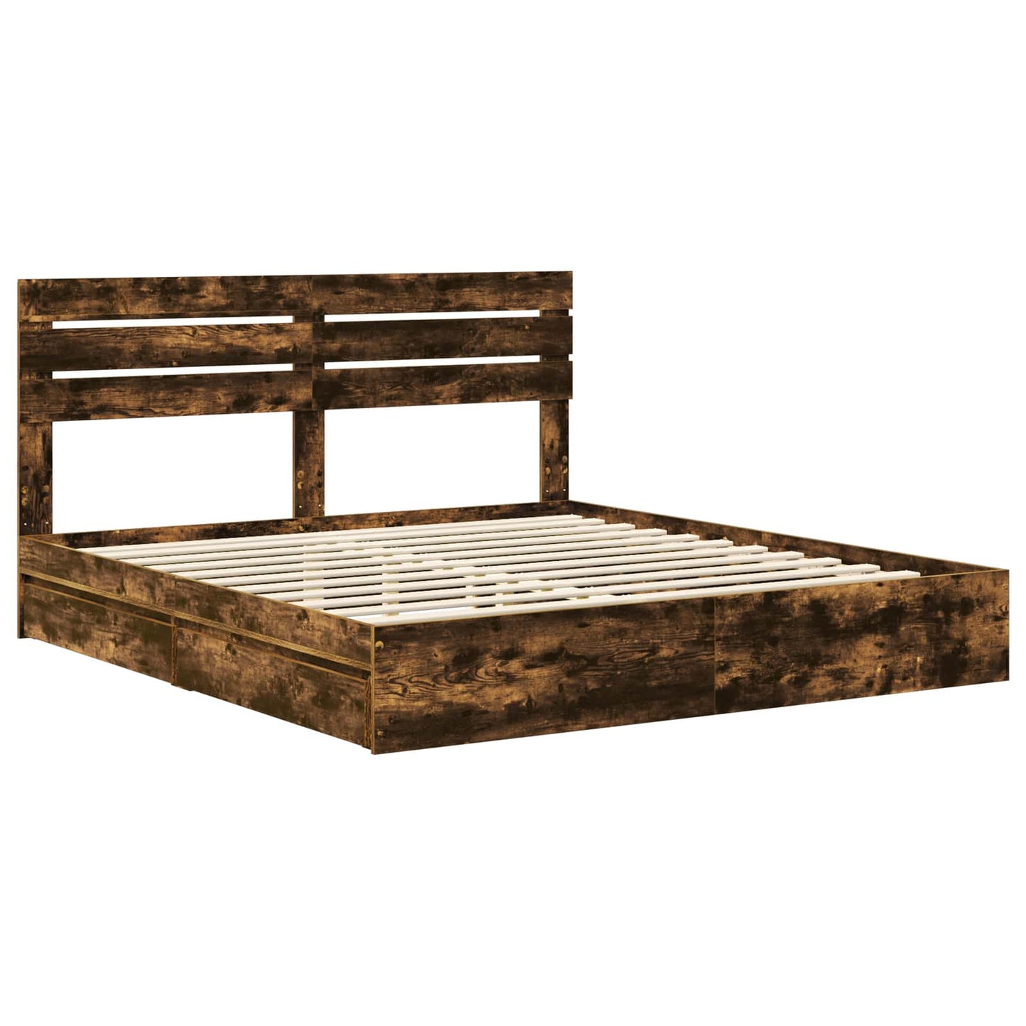 Storage Bed with Drawer Smoked Oak 180 x 200 cm Engineered Wood