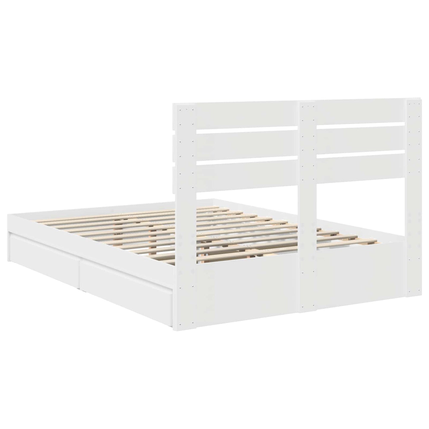 Storage Bed with Headboard White 160 x 200 cm Engineered Wood
