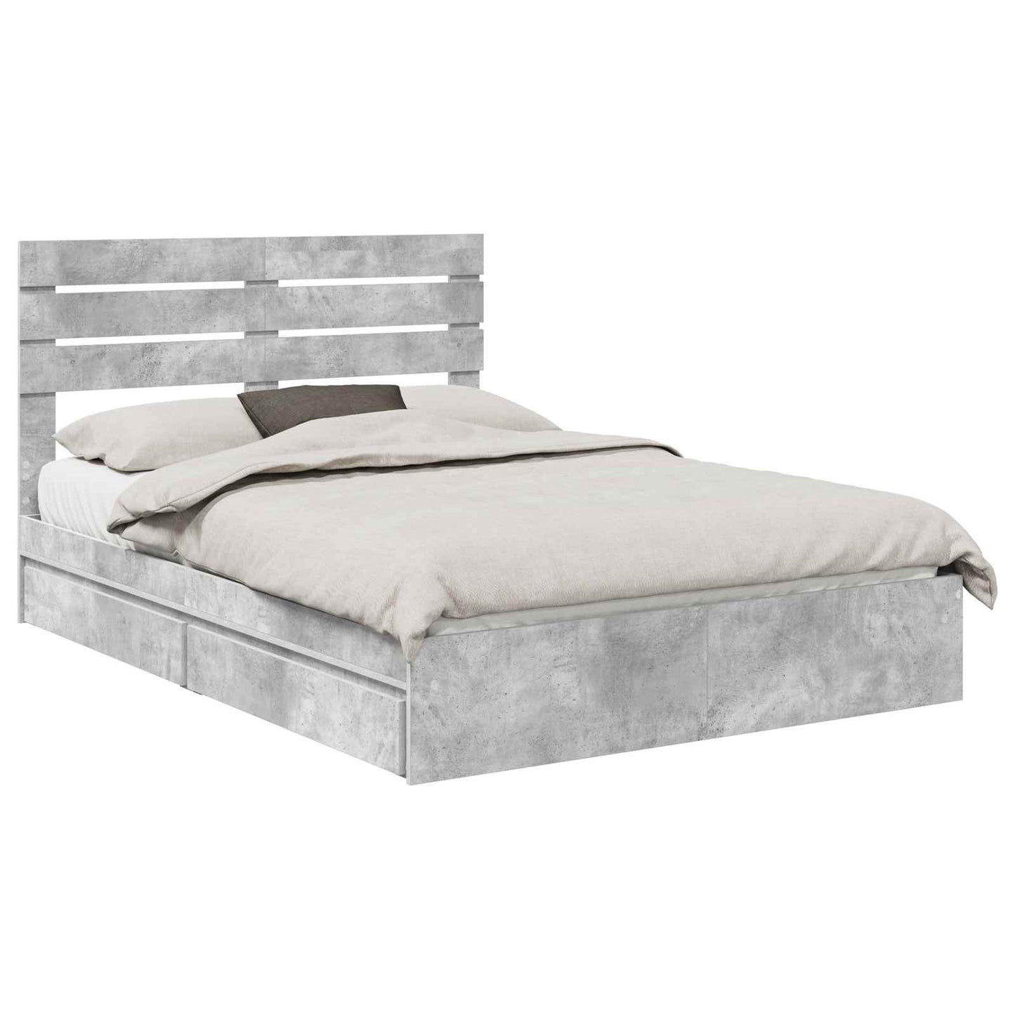 Storage Bed Concrete Grey 150 x 200 cm Engineered Wood