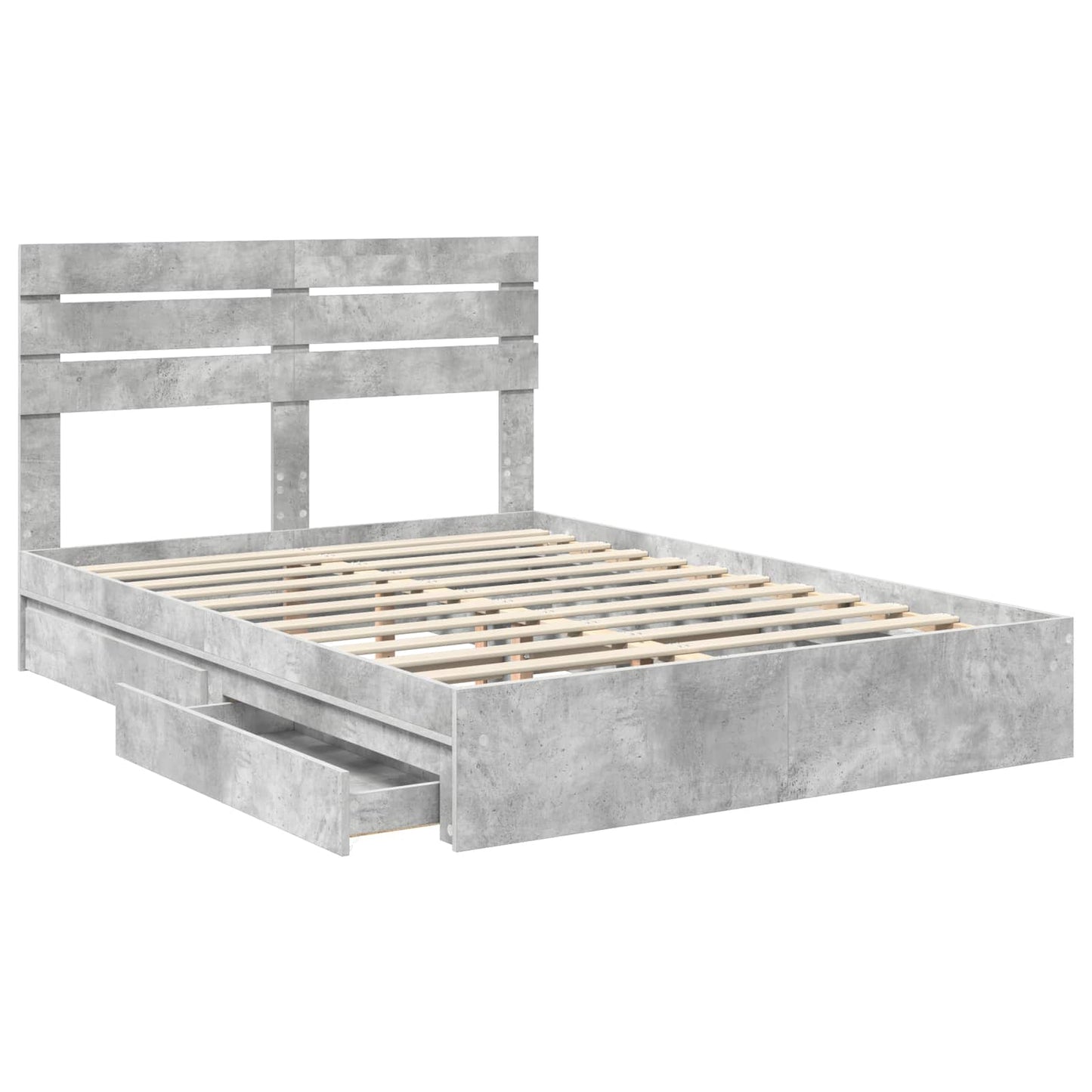 Storage Bed Concrete Grey 150 x 200 cm Engineered Wood