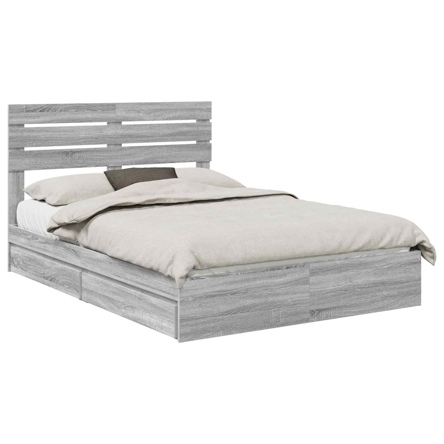 Storage Bed Grey Sonoma 150 x 200 cm Engineered Wood
