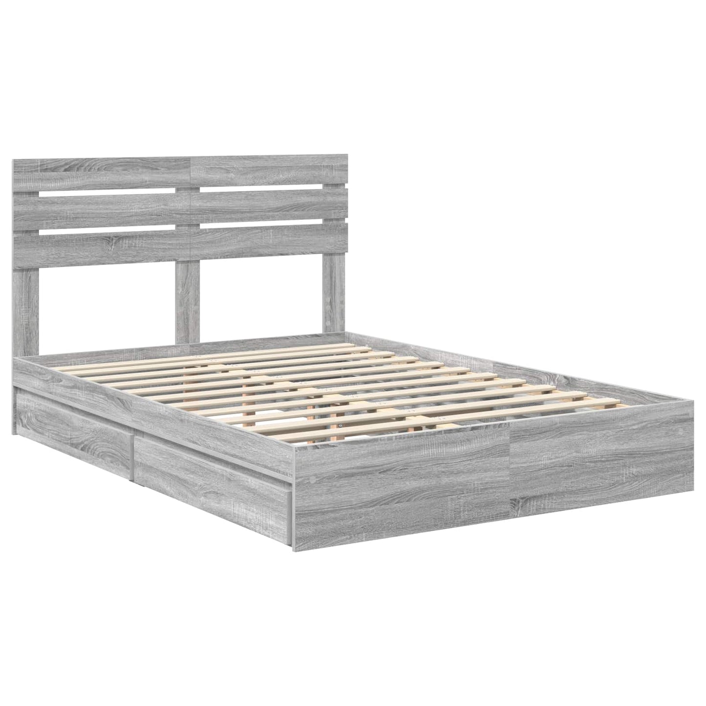 Storage Bed Grey Sonoma 150 x 200 cm Engineered Wood