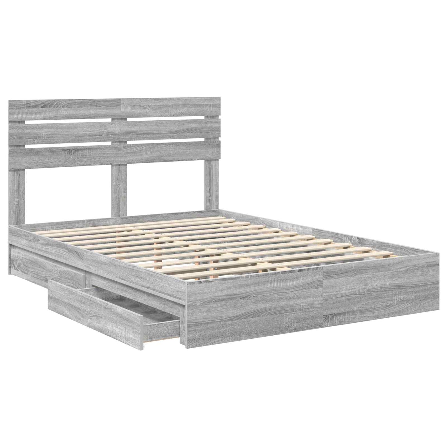 Storage Bed Grey Sonoma 150 x 200 cm Engineered Wood