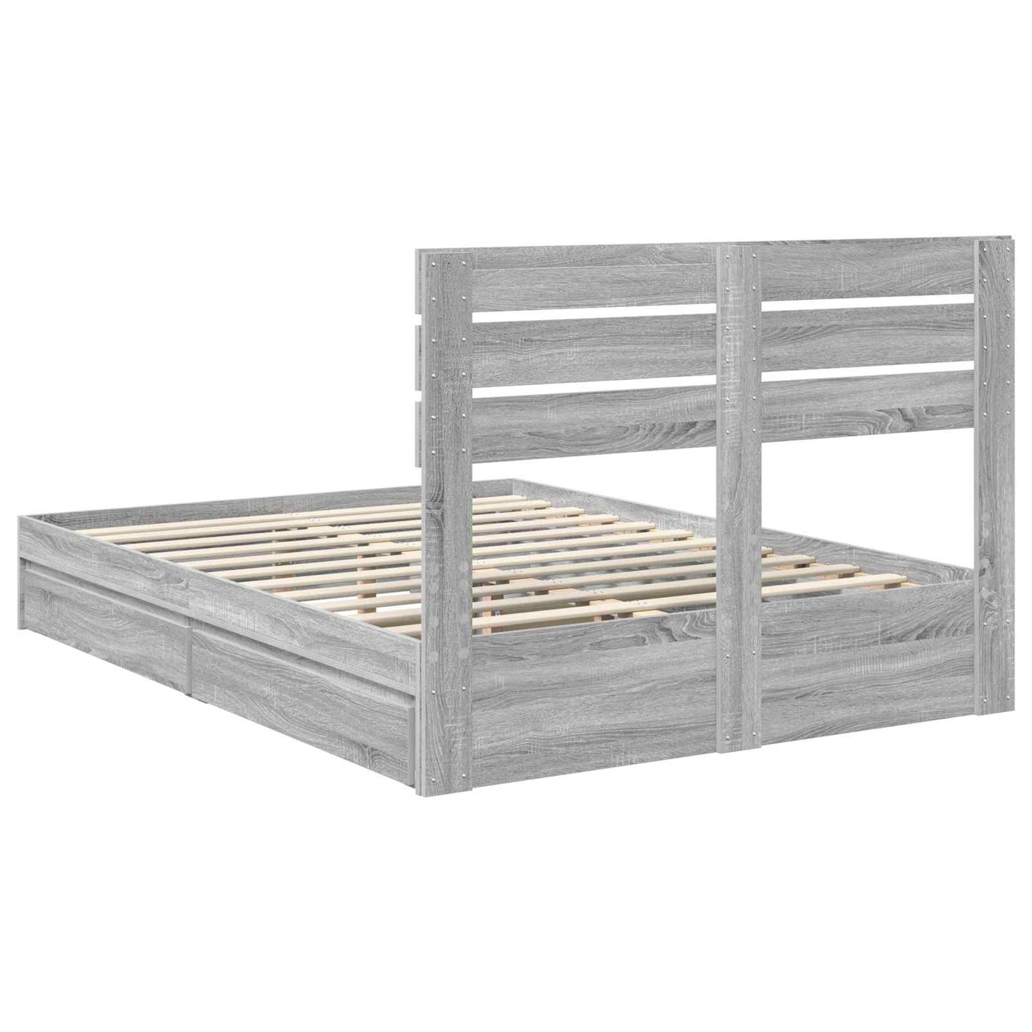 Storage Bed Grey Sonoma 150 x 200 cm Engineered Wood