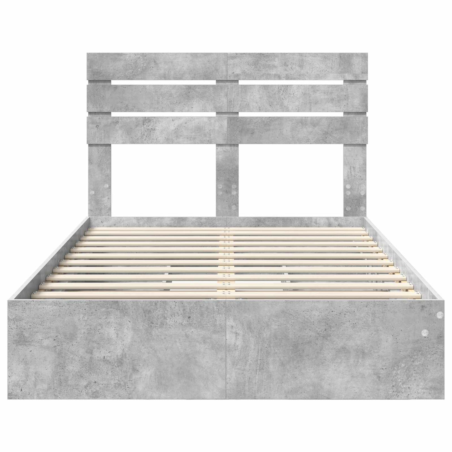Storage Bed Concrete Grey 135 x 190 cm Engineered Wood