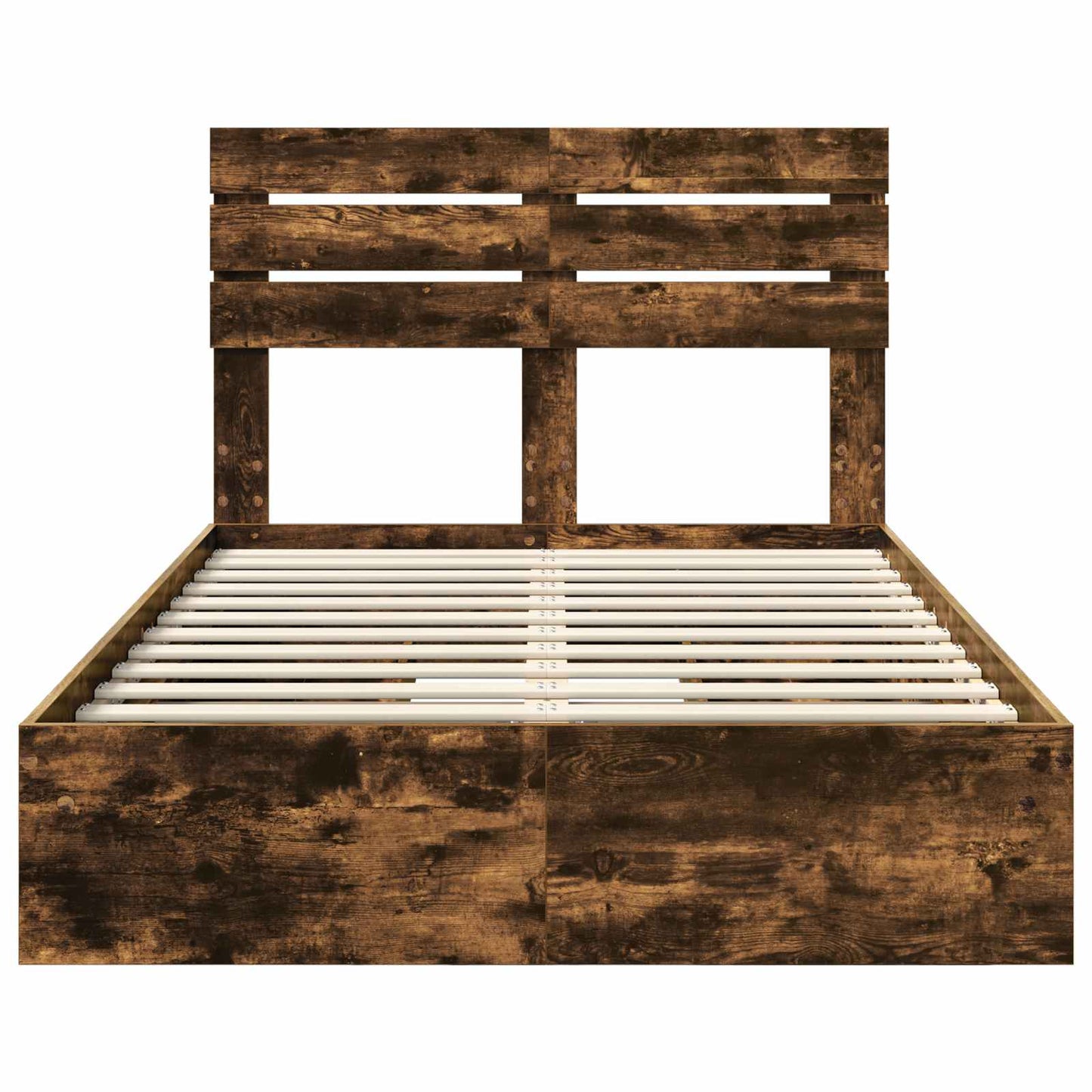 Storage Bed with Drawer Smoked Oak 135 x 190 cm Engineered Wood