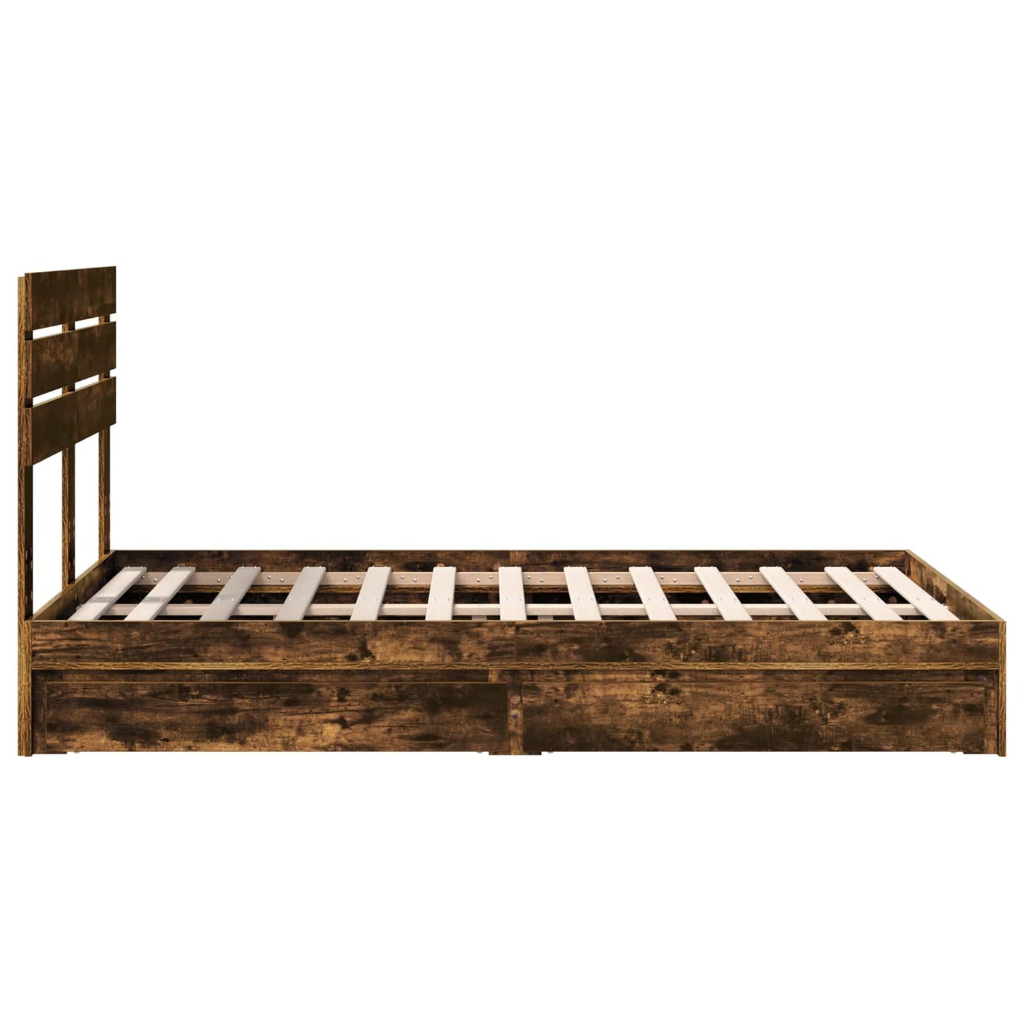 Storage Bed with Drawer Smoked Oak 135 x 190 cm Engineered Wood