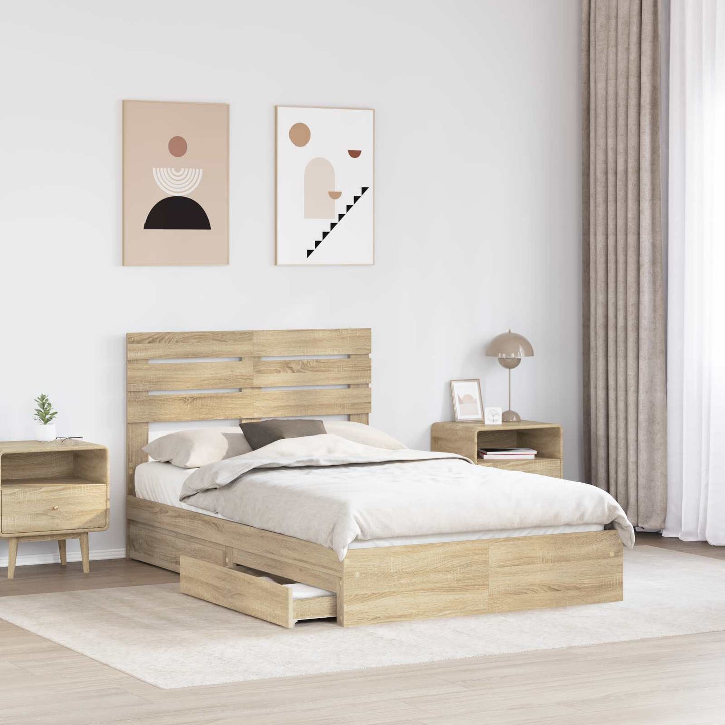 Storage Bed with Drawer Sonoma Oak 120 x 200 cm Engineered Wood