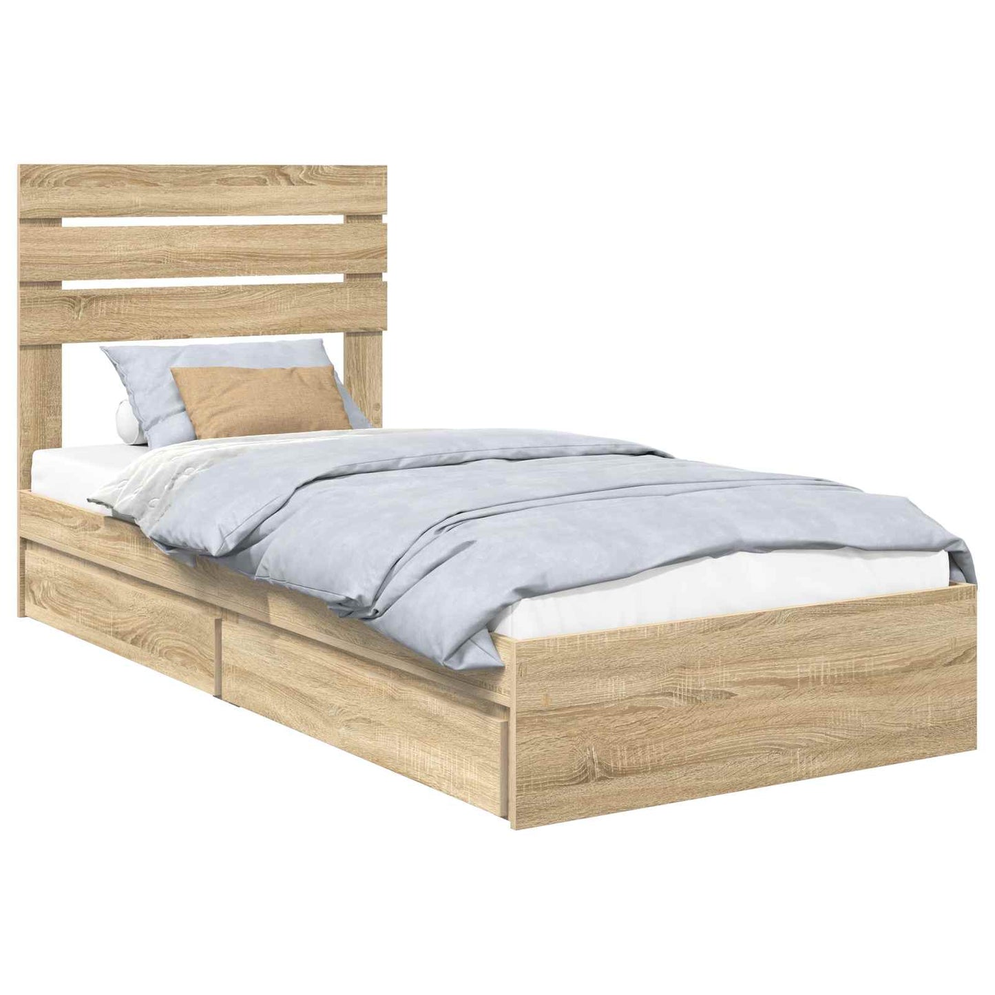 Storage Bed with Drawer Sonoma Oak 100 x 200 cm Engineered Wood