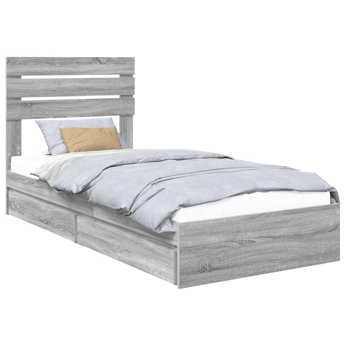 Storage Bed Grey Sonoma 100 x 200 cm Engineered Wood