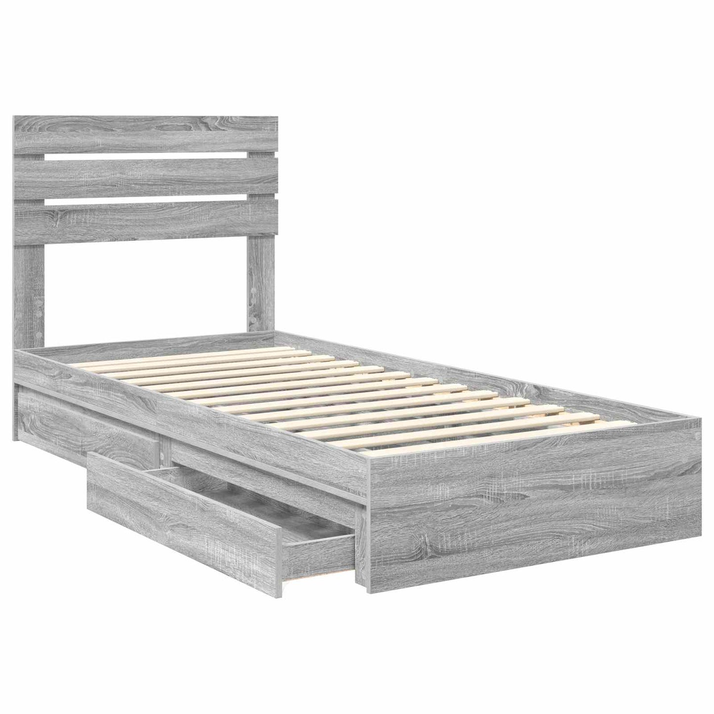 Storage Bed Grey Sonoma 100 x 200 cm Engineered Wood