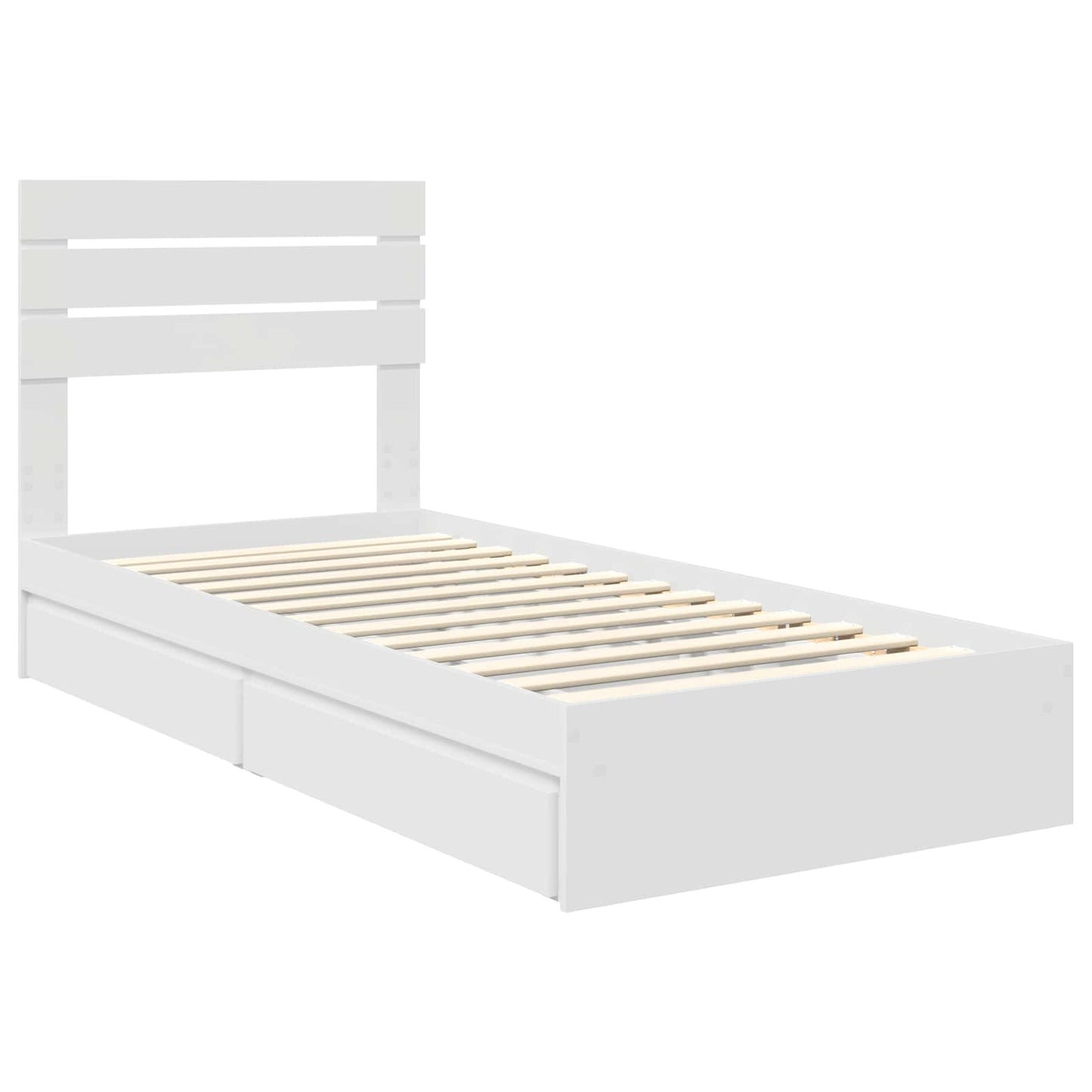Storage Bed with Headboard White 90 x 200 cm Engineered Wood