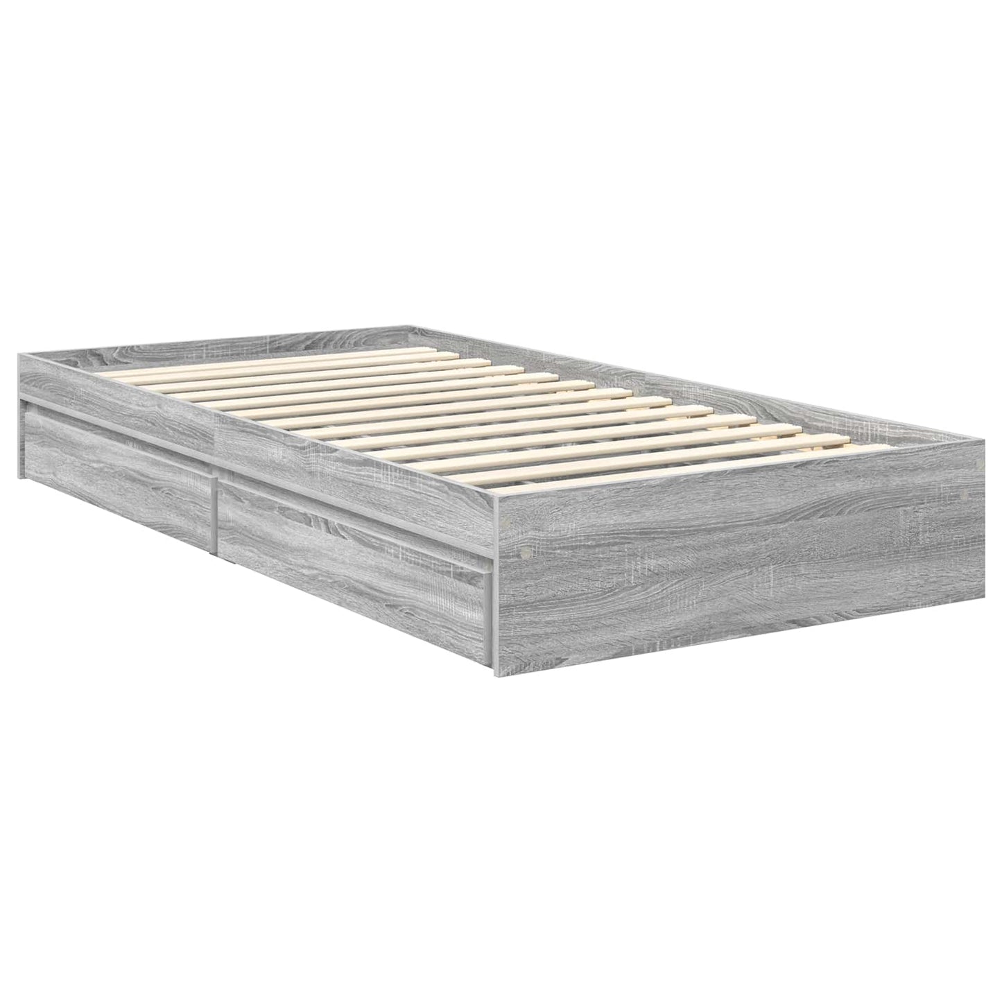 Storage Bed with Drawer Grey Sonoma 90 x 200 cm Engineered Wood