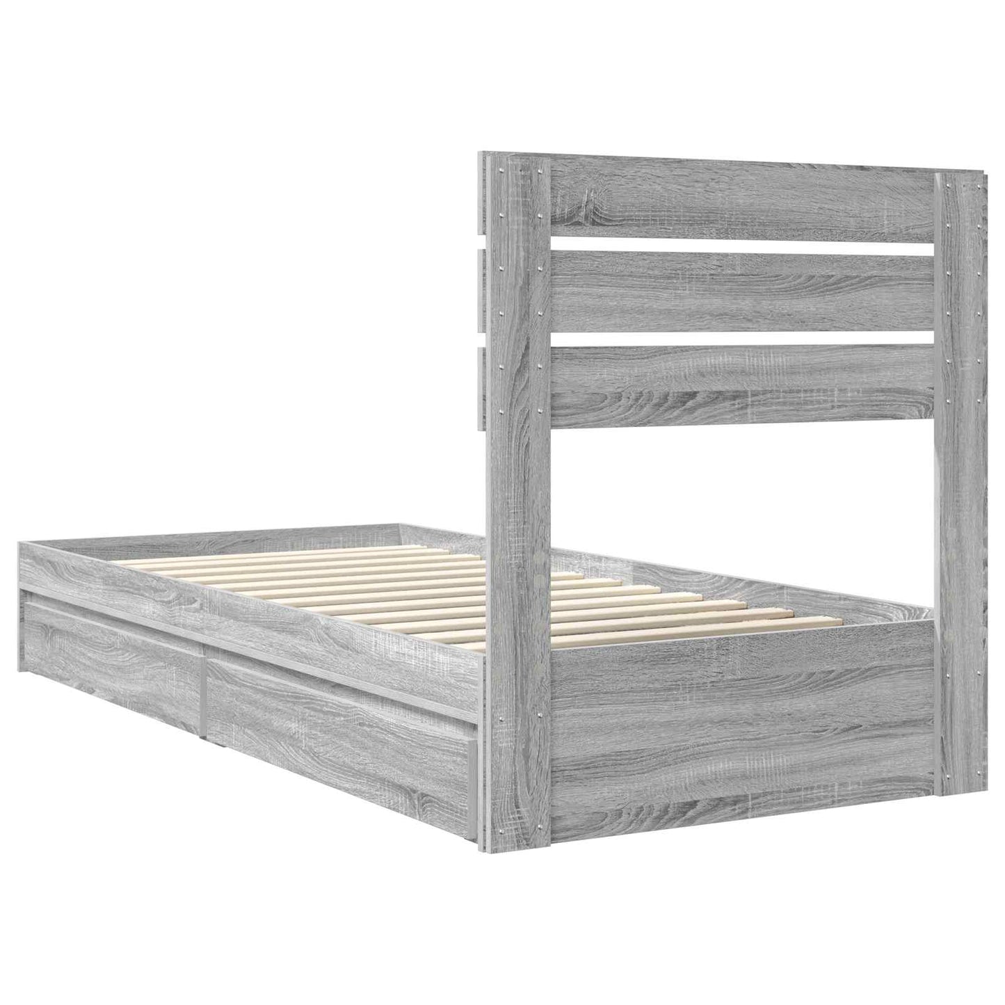 Storage Bed with Drawer Grey Sonoma 90 x 200 cm Engineered Wood