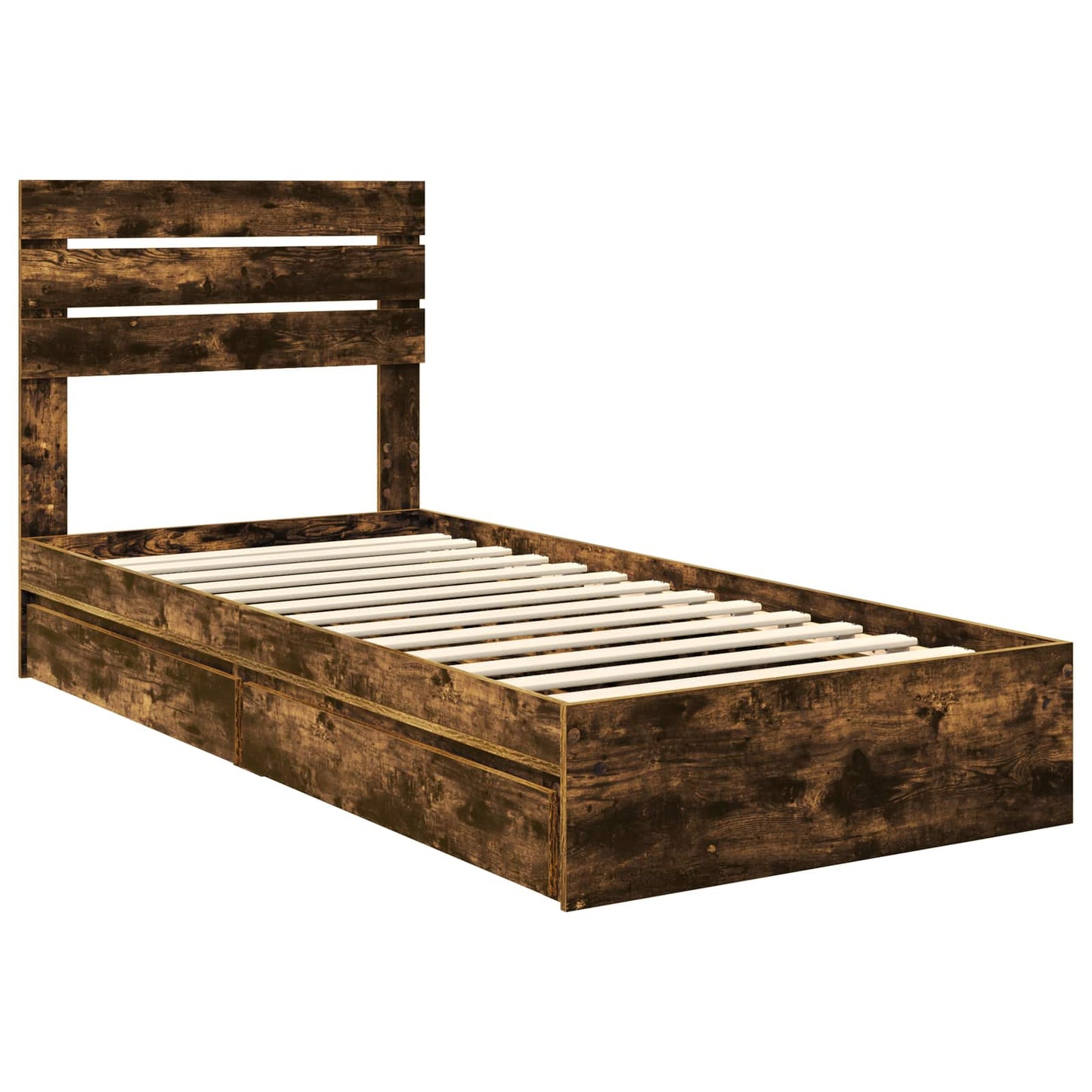 Storage Bed with Drawer Smoked Oak 90 x 190 cm Engineered Wood
