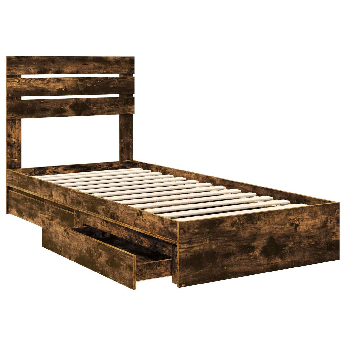 Storage Bed with Drawer Smoked Oak 90 x 190 cm Engineered Wood